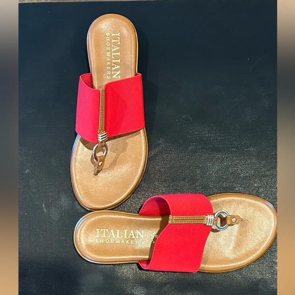 Ladies Red Strap Sandals with Box, 71/2 - Picture 2 of 7